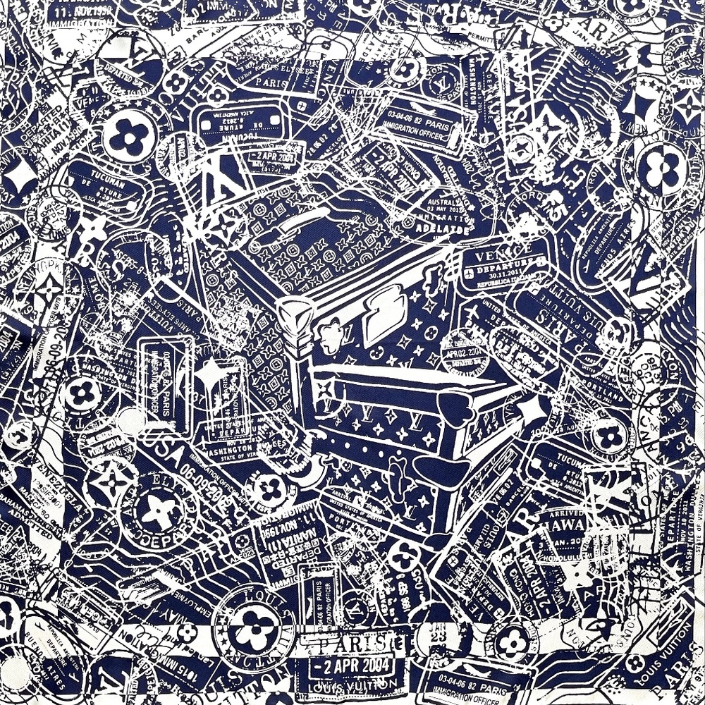 Louis Vuitton Blue and White Scarf